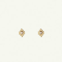 Load image into Gallery viewer, 18K Solid Yellow Gold Stud Earrings with Diamonds in traditional design for women.