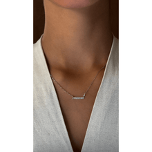 Load image into Gallery viewer, 18-karat white gold Single Arabic letter necklace with a white gold chain.