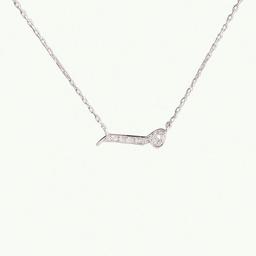Arabic Letter Necklace in white 18 karat gold with real diamonds for women.