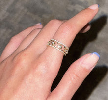 Load image into Gallery viewer, 18 karat solid Yellow Gold Ring with round Diamonds for women in traditional design.
